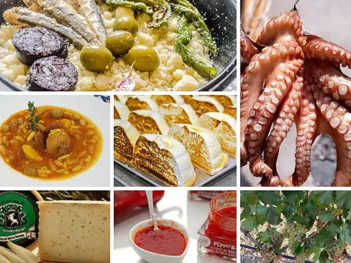 Deliciosa comida típica de Almería: pulpo, guisos, quesos y más.