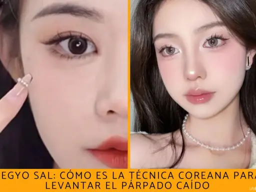 Maquillaje coreano con la técnica aegyo sal para realzar la mirada, creando un efecto de párpado más levantado y juvenil.