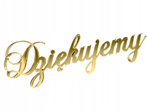 Złoty, błyszczący napis "Dziękujemy" do druku, idealny na specjalne okazje.