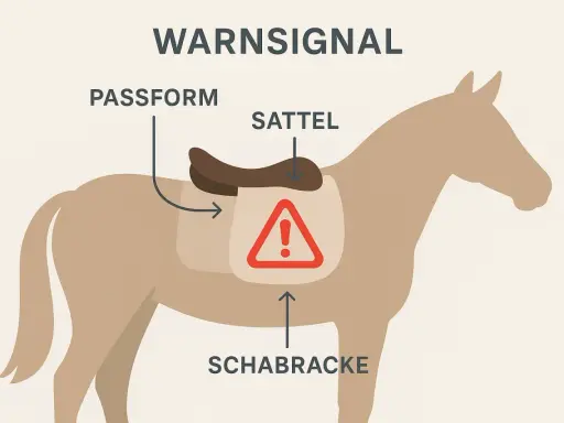 Warnsignal: Sattel verrutscht! Die Passform ist schlecht, die Schabracke rutscht.