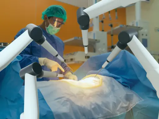 Chirurg kieruje ramionami robota da Vinci, minimalizując ryzyko powikłań.