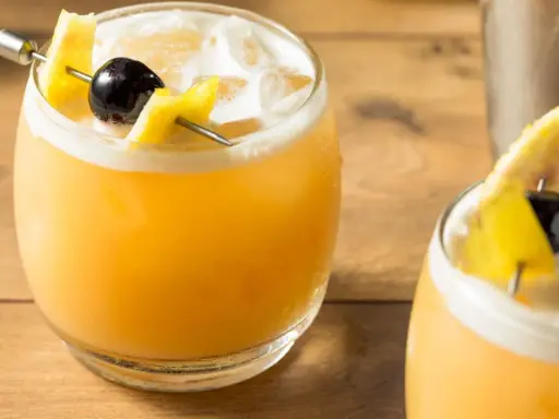 Zwei erfrischende Cocktails mit Zitronenzeste und Kirsche, perfekt für die Liste der 10 beliebtesten Cocktails.