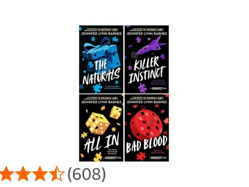 Copertine dei libri "The Naturals", "Killer Instinct", "All In" e "Bad Blood" di Jennifer Lynn Barnes. La serie "The Naturals" esplora le menti dei serial killer.