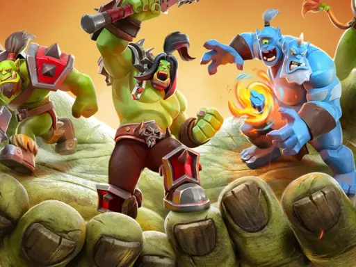 Orkowie i niebiescy giganci walczą w grze Warcraft Rumble. Zbliża się epicka bitwa!