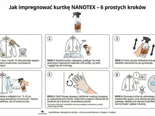 Instrukcja impregnacji kurtki Nanotex: krok po kroku, od czyszczenia po schnięcie. Zapewnij ochronę przed deszczem i brudem.