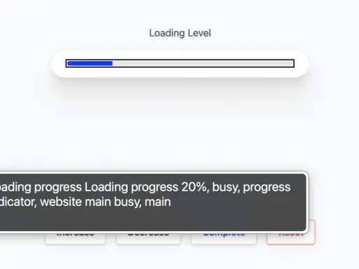 Wskaźnik postępu ładowania strony internetowej, html progress, pokazuje 20% postępu.