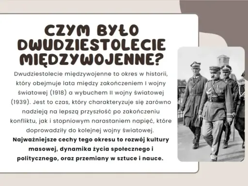 Dwudziestolecie międzywojenne, czas nadziei i napięć, to epoka rozwoju kultury masowej i przemian. Na zdjęciu żołnierze w historycznych strojach.