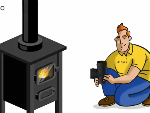 Hombre con codo de chimenea listo para instalar chimenea de leña en casa.