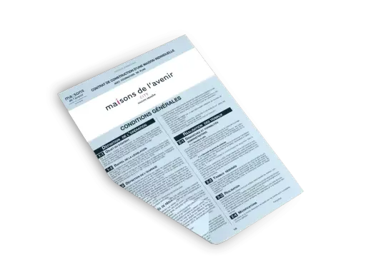 Contrat de construction d'une maison individuelle avec fourniture de plan. Conditions générales, définition de l'opération, rappel de la législation, définition de l'ouvrage, démarches administratives, travaux réservés, réalisation et modifications. CC...