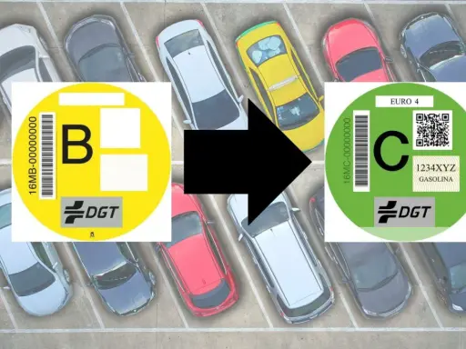 Comparación de etiquetas ambientales DGT: de la etiqueta B a la etiqueta C.