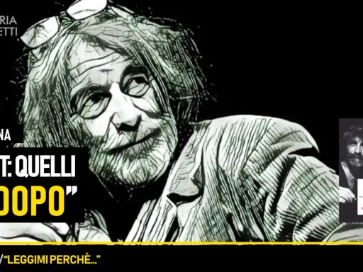 Mauro Corona racconta "Vajont: quelli del dopo". Ritratto dell'autore e copertina del libro.