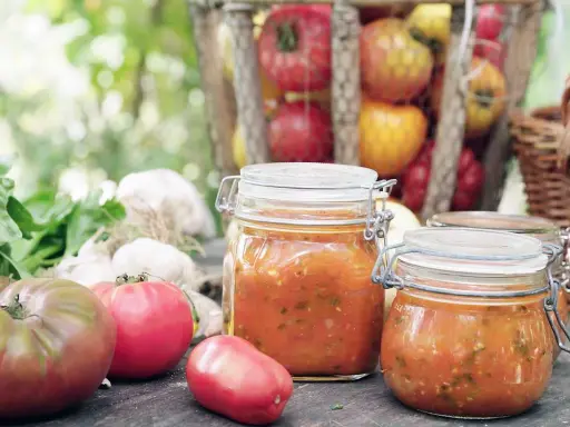 Burkar med hemlagad tomatsås, gjord på färska tomater och vitlök. Perfekt för att skapa den godaste tomatsåsen till pastan.