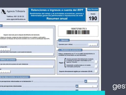 Formulario del Modelo 190 para la declaración de retenciones e ingresos a cuenta del IRPF, según la ley 35/2006 del IRPF.