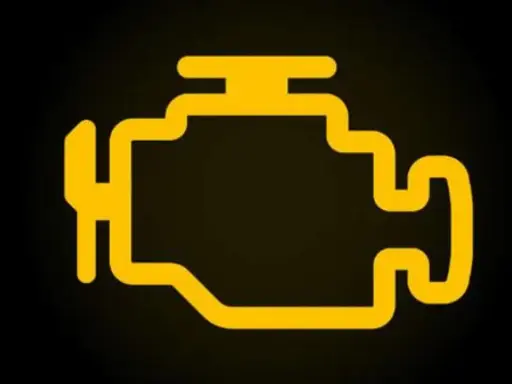 Luz de advertencia de fallo motor Volkswagen encendida. Indica un problema que requiere atención inmediata.
