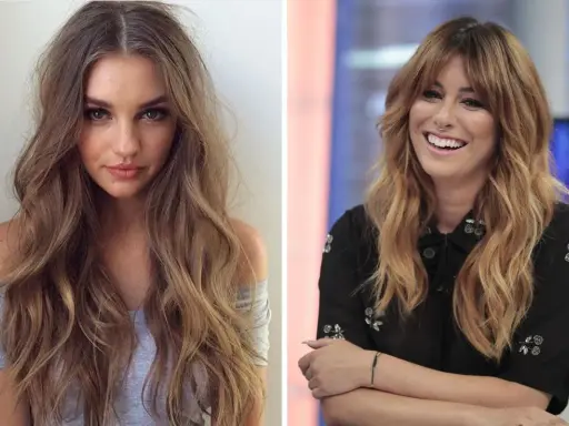Dos mujeres con un hermoso corte pelo ondulado. La de la izquierda luce un estilo natural y desenfadado, mientras que la de la derecha sonríe con un corte más moderno.
