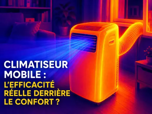 Climatiseur mobile BTUs diffusant un air frais dans un salon. Le confort est-il réel ?