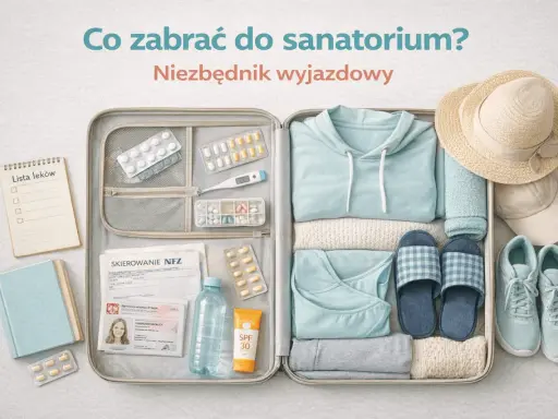Co zabrać do sanatorium? Lista leków, skierowanie, ubrania, klapki, buty i krem z filtrem SPF.