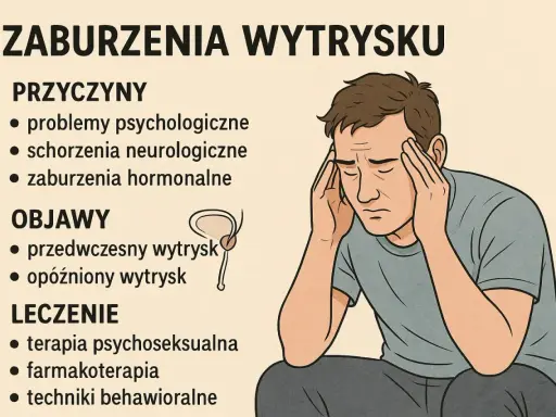 Mężczyzna z bólem głowy, problemy z wytryskiem: przyczyny, objawy (przedwczesny, opóźniony) i leczenie.