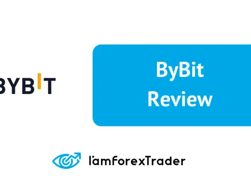 Logo ByBit i napis "ByBit Review". Sprawdź nasze **bybit opinie** i dowiedz się więcej o platformie.