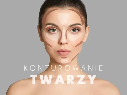 Modelowanie twarzy: technika konturowania dla podkreślenia rysów. Jasne i ciemne tony tworzą iluzję głębi i kształtu.