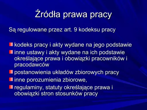 Źródła prawa pracy, w tym kodeks pracy 2025, obejmują akty prawne regulujące prawa i obowiązki stron stosunków pracy.