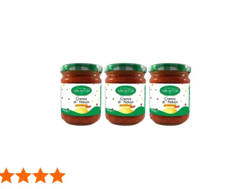 Trzy słoiki kremu z nduja, pikantnej pasty z Kalabrii. Idealna do smarowania, co to jest nduja? To pyszna, włoska specjalność!