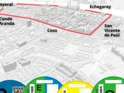 Mapa de zbe zaragoza con zonas delimitadas: Mayoral, Conde Aranda, Coso, Echegaray y San Vicente de Paúl.