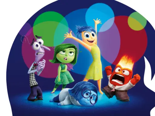 Personajes de "Inside Out" muestran emociones, clave para la inteligencia emocional niños. Alegría, Tristeza, Miedo, Asco y Furia.