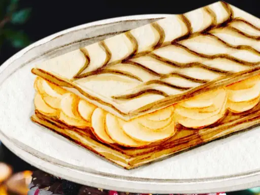 Délicieux mille-feuille pâtissier aux couches croustillantes et à la crème onctueuse, prêt à être dégusté.