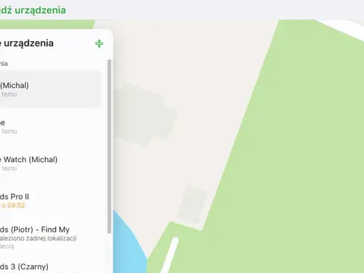 Interfejs iCloud "Znajdź urządzenia" pokazuje listę urządzeń, w tym iPhone'a. Można tu zarządzać sprzętem, nawet jeśli nie masz go przy sobie, co jest pomocne, gdy zastanawiasz się, jak wyłączyć Find My iPhone bez telefonu.