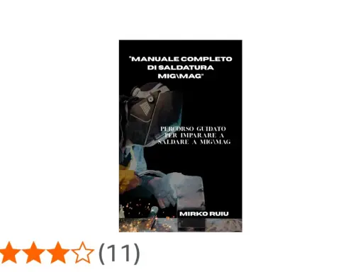 Copertina di un manuale sulla saldatura MIG/MAG, con un saldatore in azione.