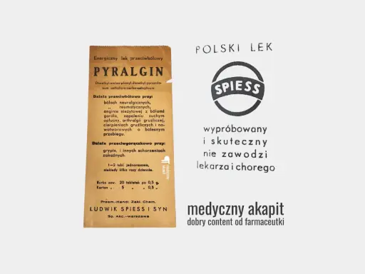 Pyralgina na bóle neuralgiczne, reumatyczne, anginy, grypy. Lek skuteczny, nie zawodzi lekarza i chorego.