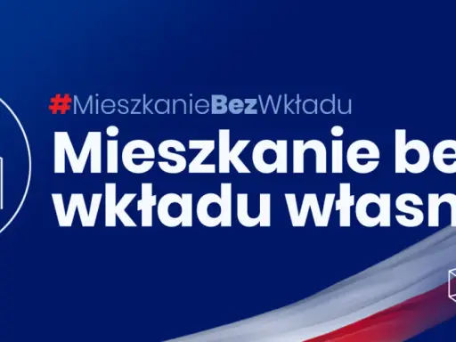 Klucz i budynek symbolizują mieszkanie bez wkładu własnego. Program Polski Ład ułatwia zakup wymarzonego lokum.