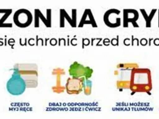 Grafika przedstawia ikony: osoba zasłaniająca usta, mycie rąk, zdrowa żywność, unikanie tłumów, szczepienie.