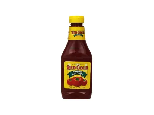 Butelka ketchupu Red Gold, idealna do frytek Bedoesa.