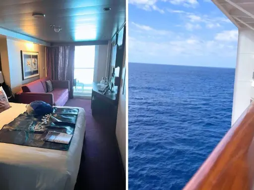 Cabine da evitare: il balcone offre una vista sul mare, ma l'interno è poco invitante.