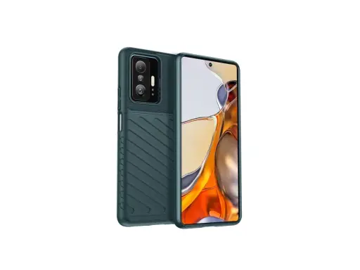 Eleganckie, ciemnozielone etui ochronne na telefon realme 7 z wyrazistą fakturą.