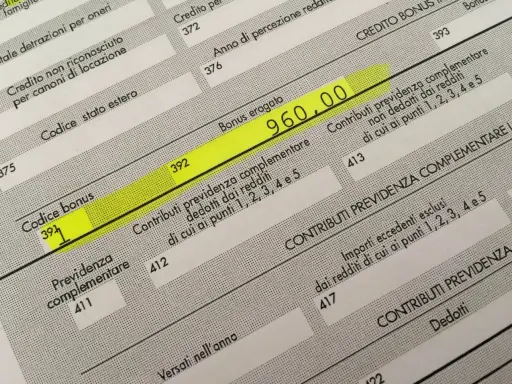 Dettaglio del CUD: bonus erogato 960,00 e contributi previdenza complementare. Ecco come leggere il CUD.