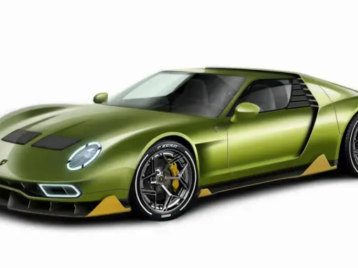 Grüner Lamborghini Miura mit V12-Motor, ein Meisterwerk der Ingenieurskunst.
