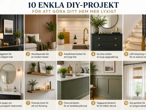 10 enkla DIY-projekt för att göra ditt hem mer lyxigt: från vägglister till nya gardiner.