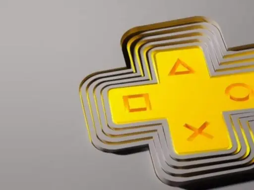 Żółty symbol PlayStation Plus z przyciskami, zapowiedź gier na ps plus marzec.