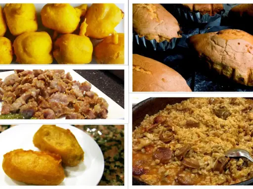 Bocados dorados, bizcochos esponjosos, carne guisada y un arroz con chorizo. Un festín de comida típica zamora.