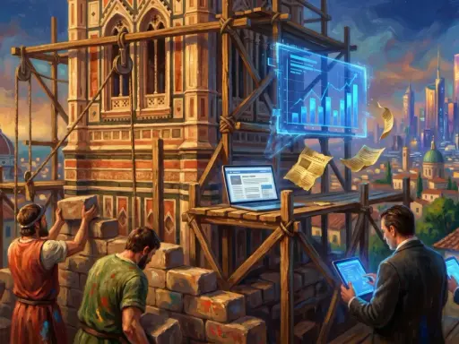 Costruzione di un duomo con muratori e ologrammi futuristici. Un racconto fantasy classe quinta che unisce passato e futuro.