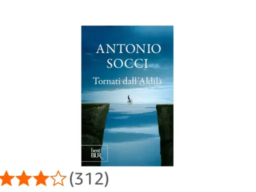 Copertina libro "Tornati dall'Aldilà" di Antonio Socci. Un funambolo su monociclo attraversa un baratro tra due rocce.