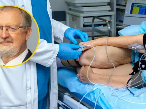 Lekarz w rękawiczkach przygotowuje pacjenta do zabiegu. Czy kolonoskopia boli? Ekspert rozwiewa wątpliwości.