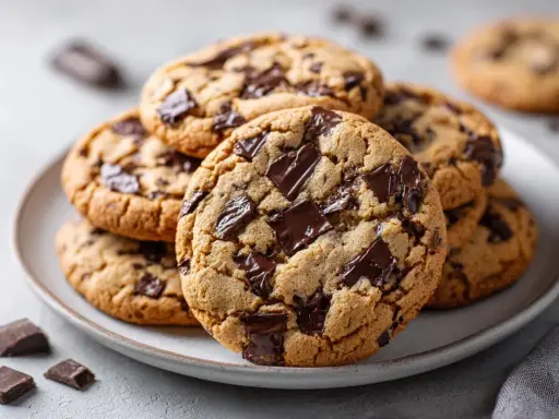 En hög med saftiga chocolate chip cookies, perfekta för ett enkelt recept.
