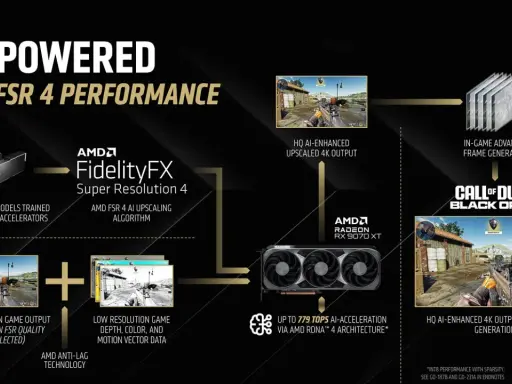 Dowiedz się, fsr co to: algorytm AMD FSR 4 AI Upscaling i Frame Generation dla Call of Duty Black Ops 6, poprawiający jakość obrazu 4K.