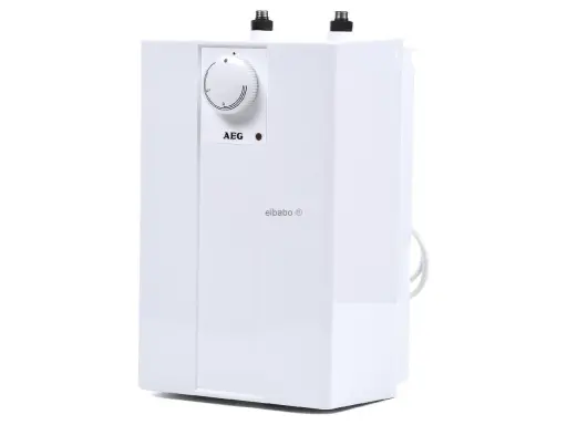 Kompakter AEG Kleinspeicher 5L mit Drehregler und Kontrollleuchte. Ideal für kleine Haushalte.