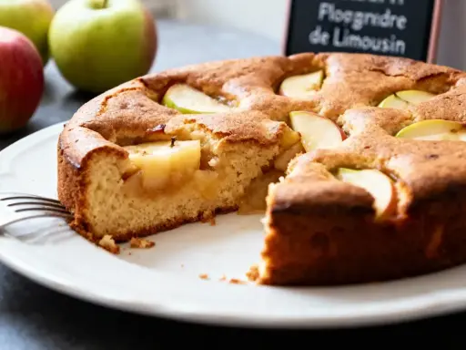 Une flognarde aux pommes, dorée et moelleuse, garnie de quartiers de pommes fondantes. Un délice simple et réconfortant.
