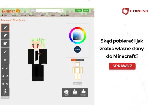 Strony do robienia skinów w Minecraft. Edytor pozwala stworzyć unikalną postać, a następnie pobrać ją lub przesłać do gry.